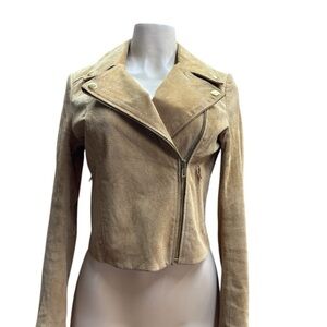 Bagatelle.   Cream Leather Moto Jacket
